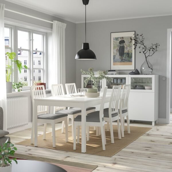ekedalen-ekedalen-table-and-6-chairs-white-white-orrsta-light-grey__1097290_pe864874_s5.jpg Alba Six – Table and 6 chairs, white white/Orrsta light grey, 120/180 cm