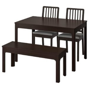 ekedalen-ekedalen-table-with-2-chairs-and-bench-dark-brown-orrsta-light-grey__0737694_pe741214_s5-1.jpg Stonebrew Bench Set – Table with 2 chairs and bench, dark brown/Orrsta light grey, 120/180 cm