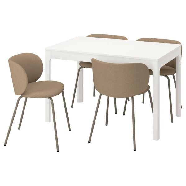 ekedalen-krylbo-table-and-4-chairs-white-tonerud-dark-beige__1232012_pe916332_s5-1.jpg Cloudoak Beige Set – Table and 4 chairs, white/Tonerud dark beige, 120/180 cm